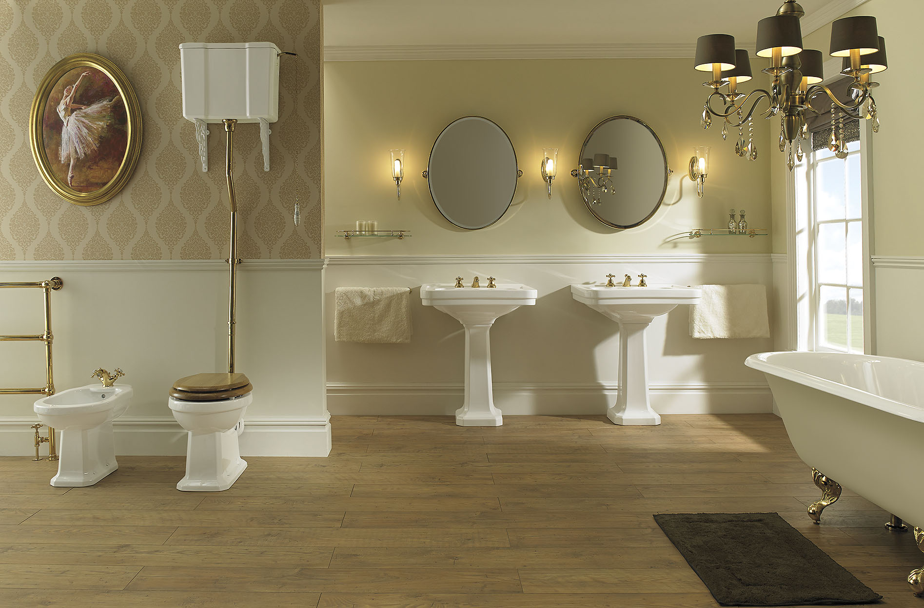 imperial-bathrooms Badexclusief Groningen met luxe klassiek sanitair chelsea met gouden kranen.