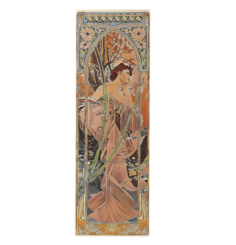 original-style en badexclusief jugendstil tegels van alphonse mucha, handgemaakt en handbeschilderde wandtegels, vloertegels, dhg-vloer-tegel, in tegelshowroom en badkamershowroom van badexclusief te groningen, ook groot formaat wit gerectificeerde tegels en mozaïek tegeltjes te leveren in bv glas, hout, marmer en rvs.